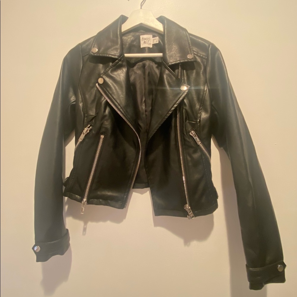 brand new princess polly black faux leather jacket.